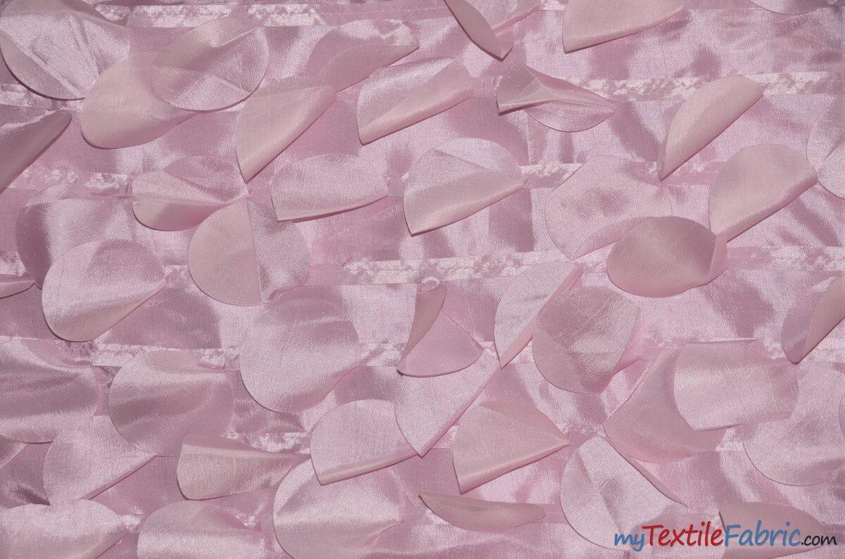 Petal Taffeta Polyester Fabric - Round Petal Texture, 57" Width, Multiple Colors (1 Yard)