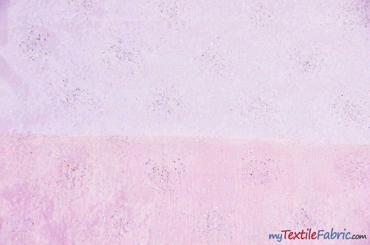 Sparkle Organza Polyester Fabric - Glitter Beads, Sheer, 58" Width (1 Yard)