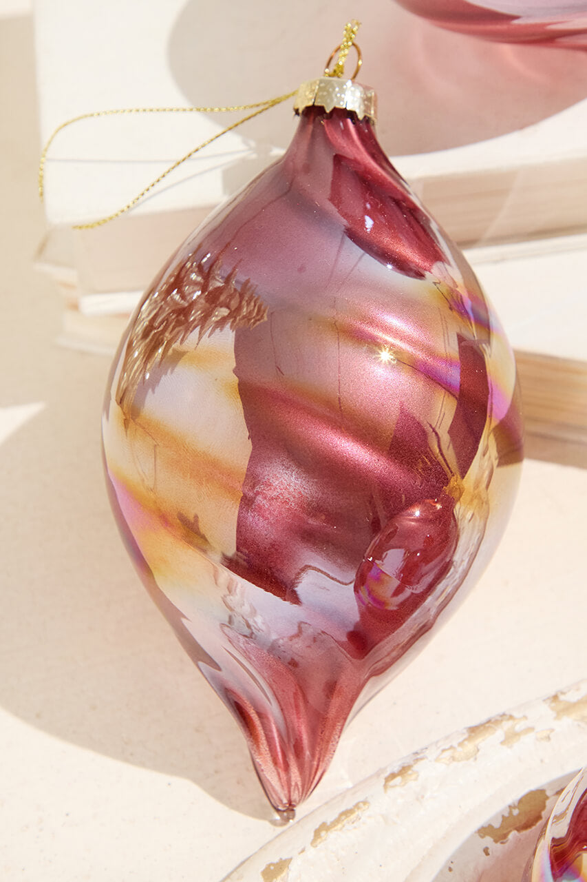 4"-6" Burgundy Swirl Glass Ornament