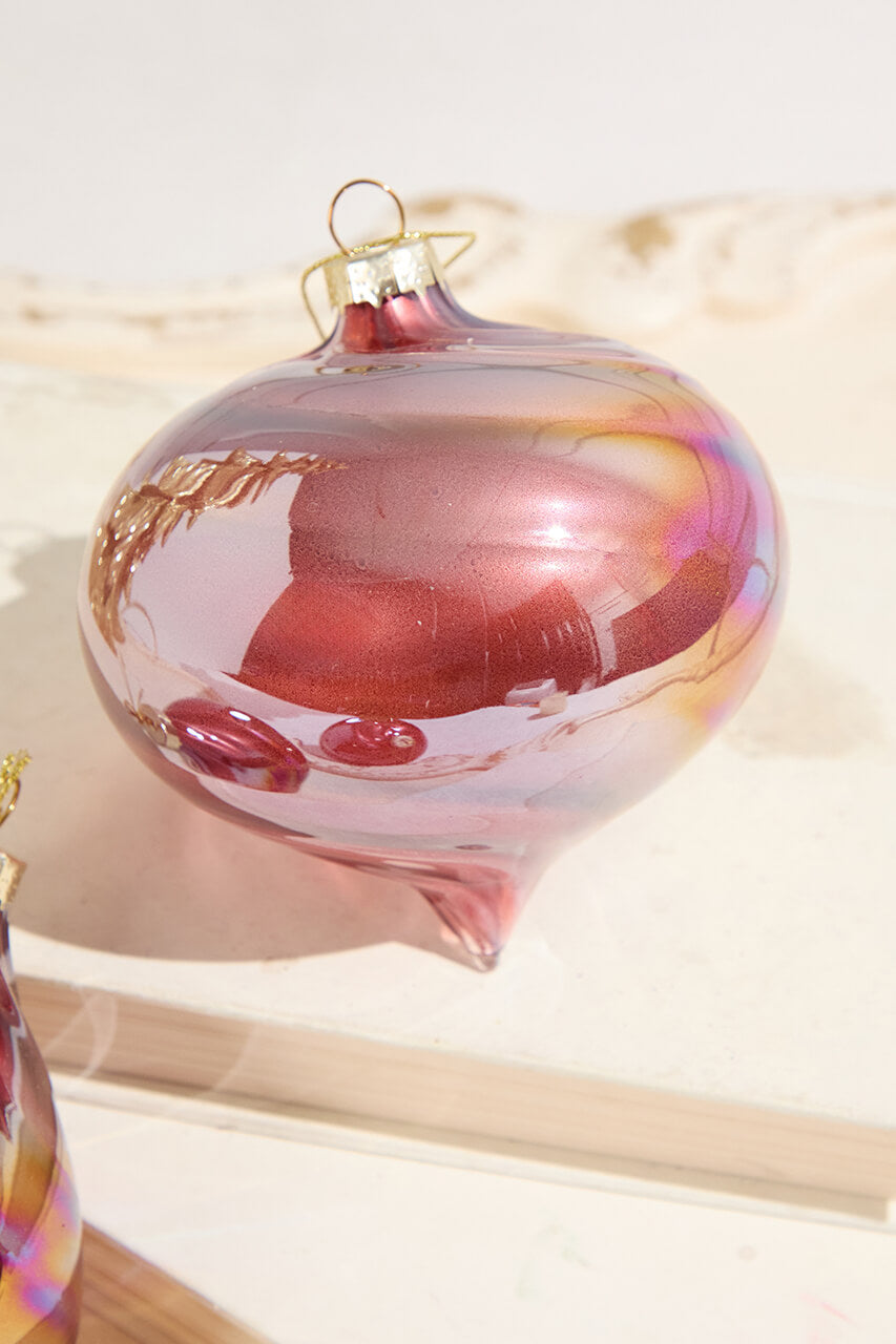 4"-6" Burgundy Swirl Glass Ornament