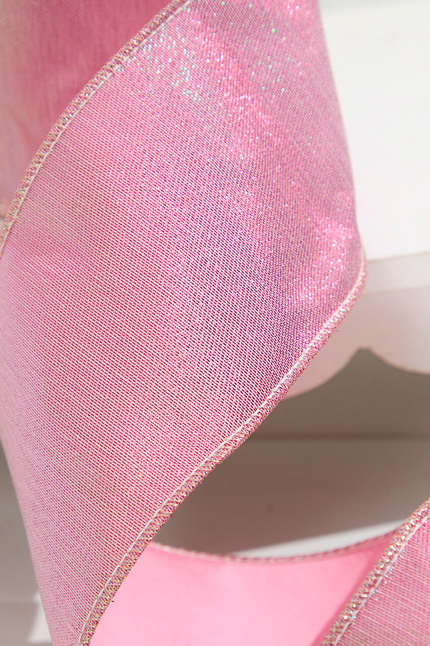4” x 5 Yard Pink Splash with Fused Tissue Back Ribbon