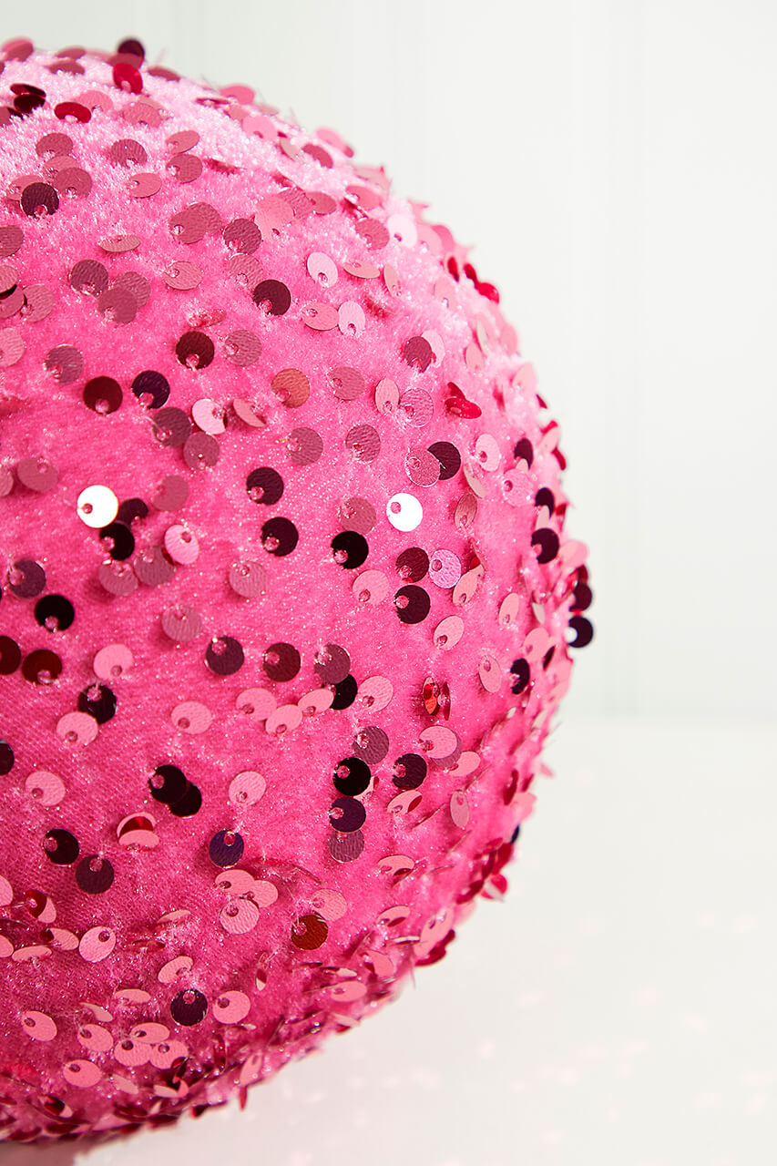 6" Pink Sequin Ball Ornament