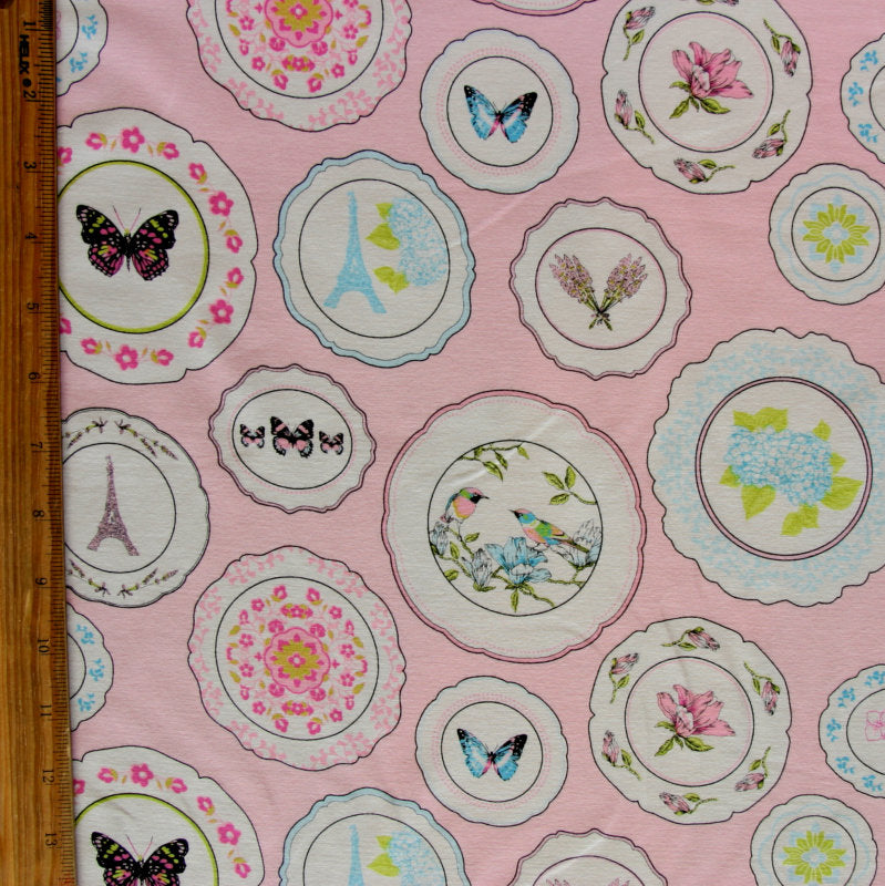 Cotton Lycra Pink Plate DuJour 4-Way Stretch Knit Fabric