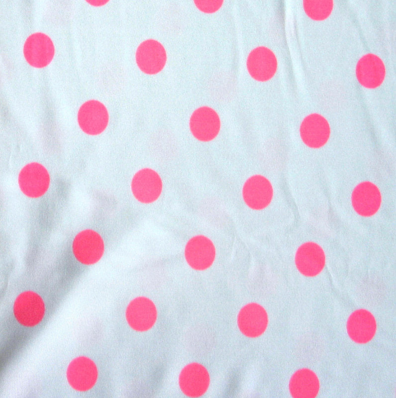 Swim Knit Pink Polka Dots on White