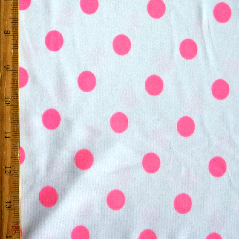 Swim Knit Pink Polka Dots on White