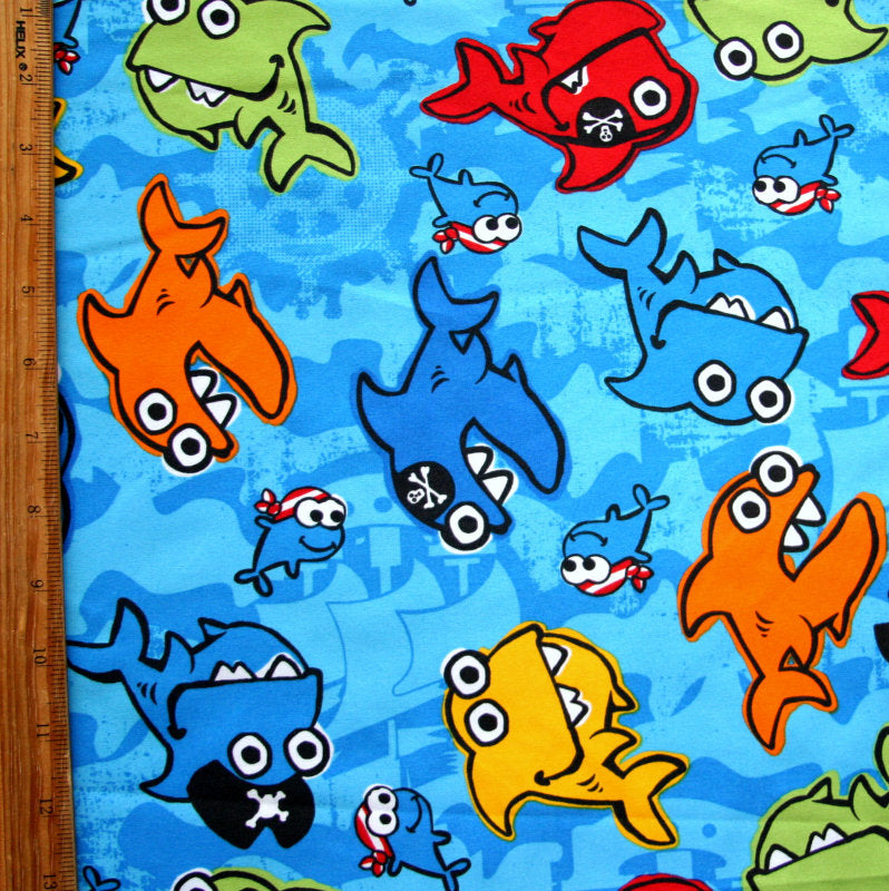 Microfiber Boardshort Fabric Pirate Sharks