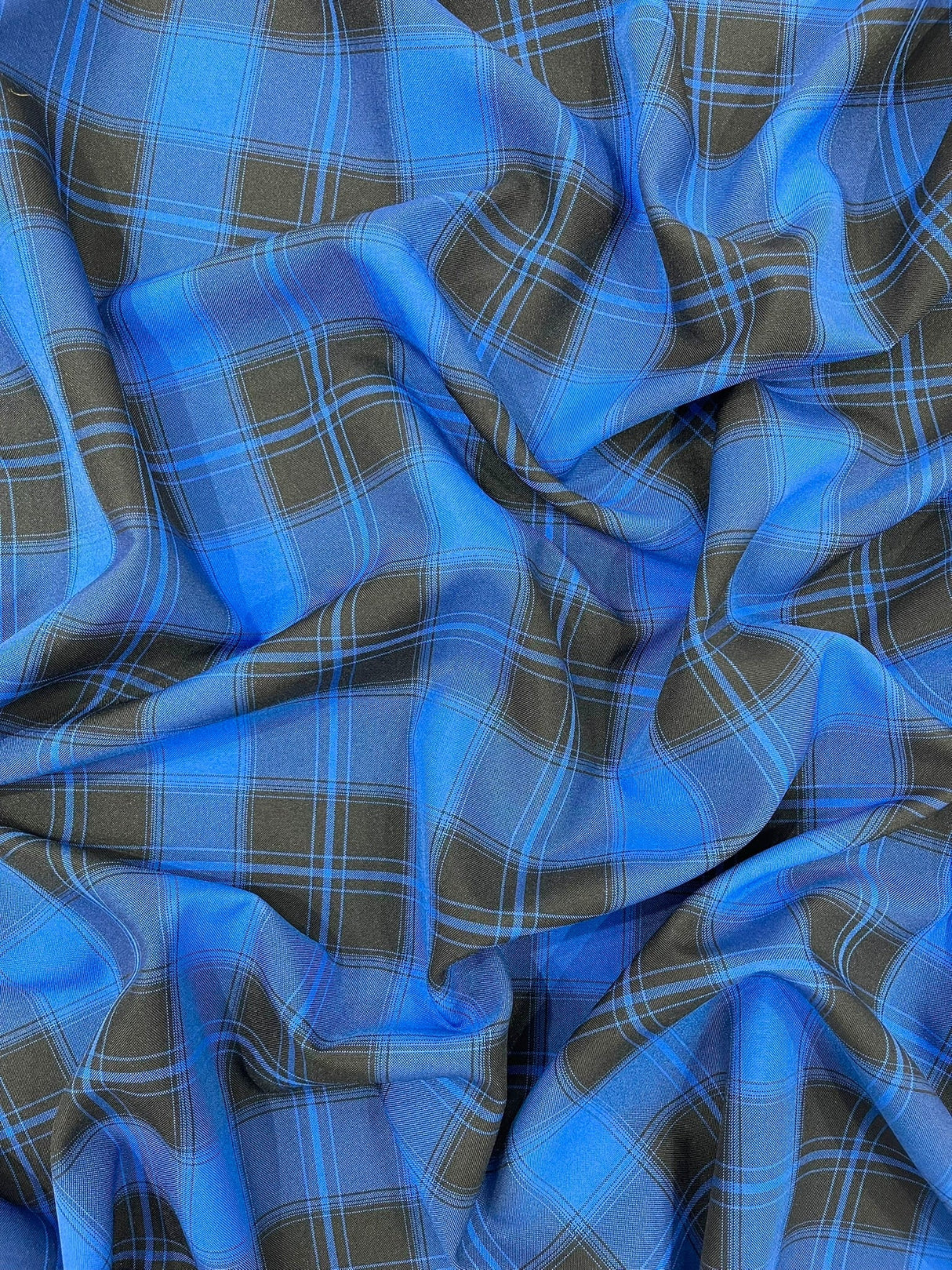Plaid Polyester Poplin Fabric - Plaid, 58" Width (1 Yard)