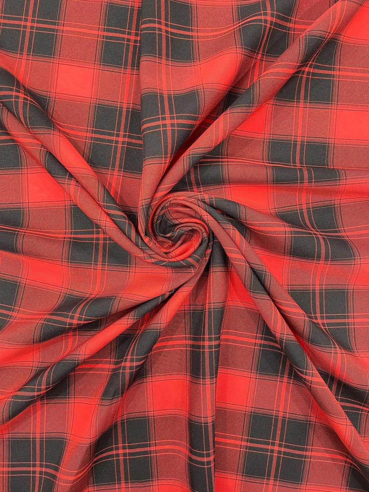 Plaid Polyester Poplin Fabric - Plaid, 58" Width (1 Yard)