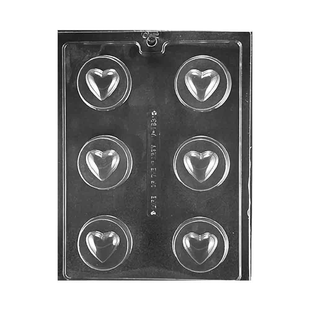 Plastic Chocolate Mold, Heart Cookie, 2"