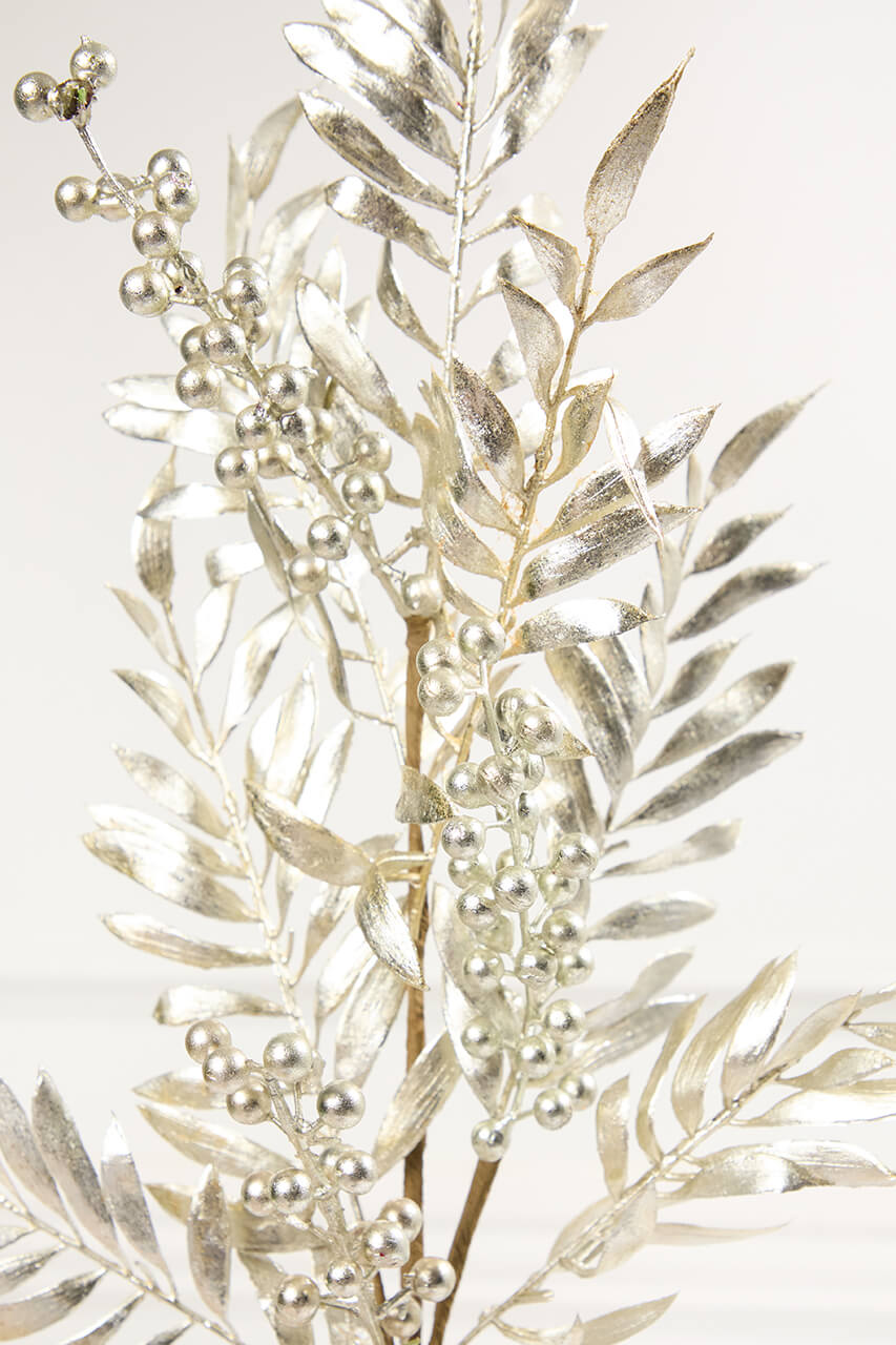 30" Platinum Metallic Pepperberry Stem