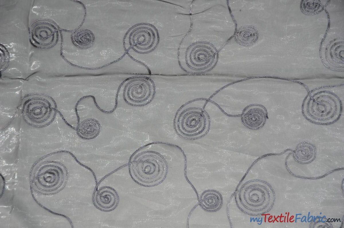 Donatello Organza Embroidery Fabric - Embroidered Floral Sheer, 54" Width, Multiple Colors (1 Yard)