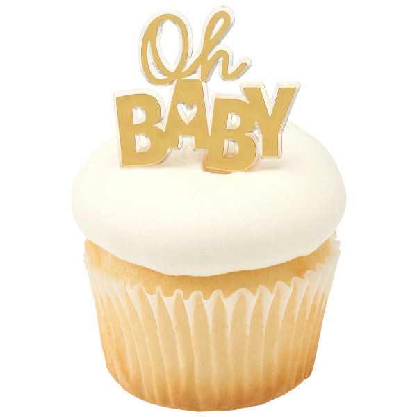 Oh Baby Shower Foil gold Cake Cupcake Rings - 12ct per order