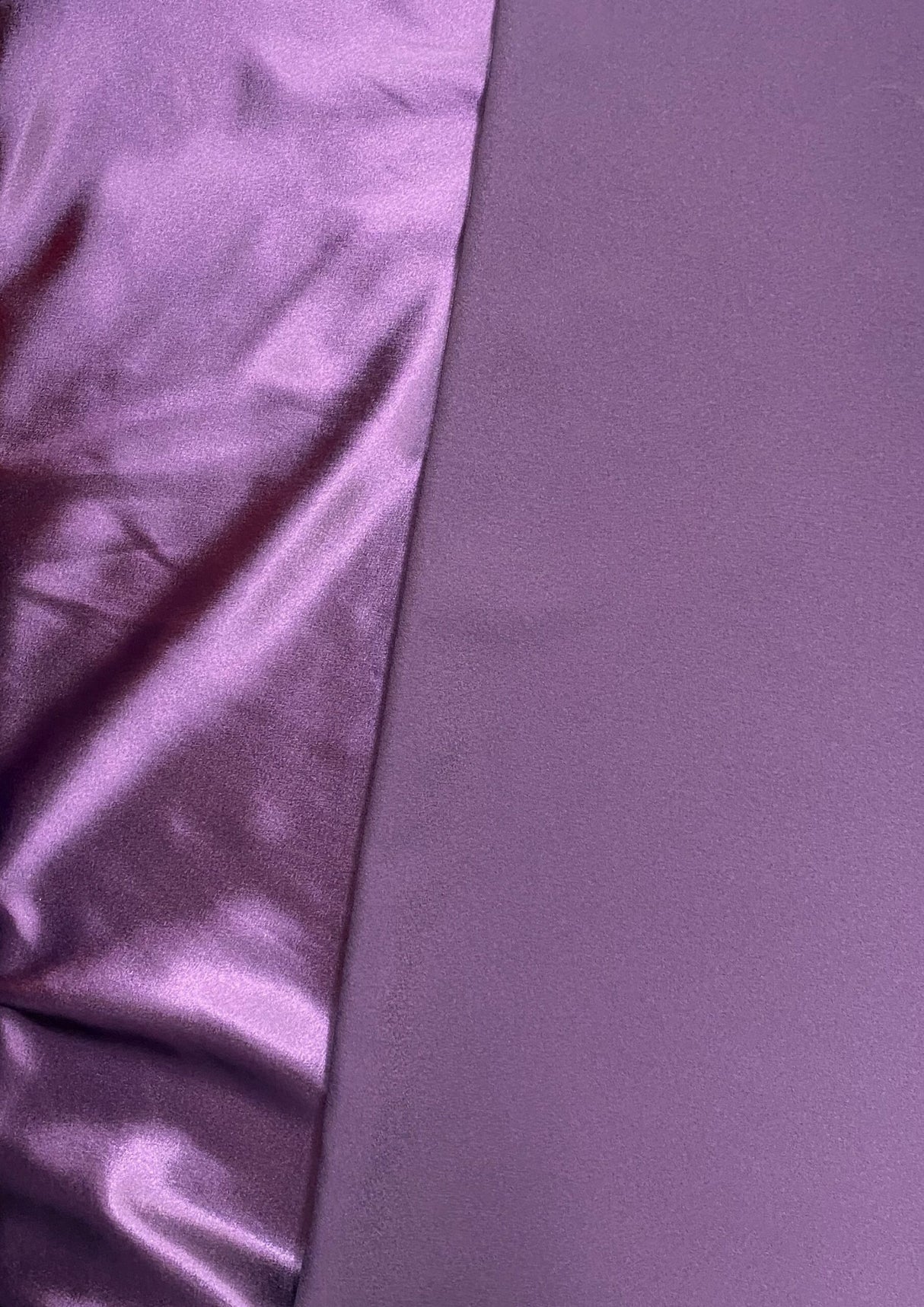 Crepe Satin Polyester Fabric - Plum, Shiny One Side Matte The Other, 58" Width (1 Yard)