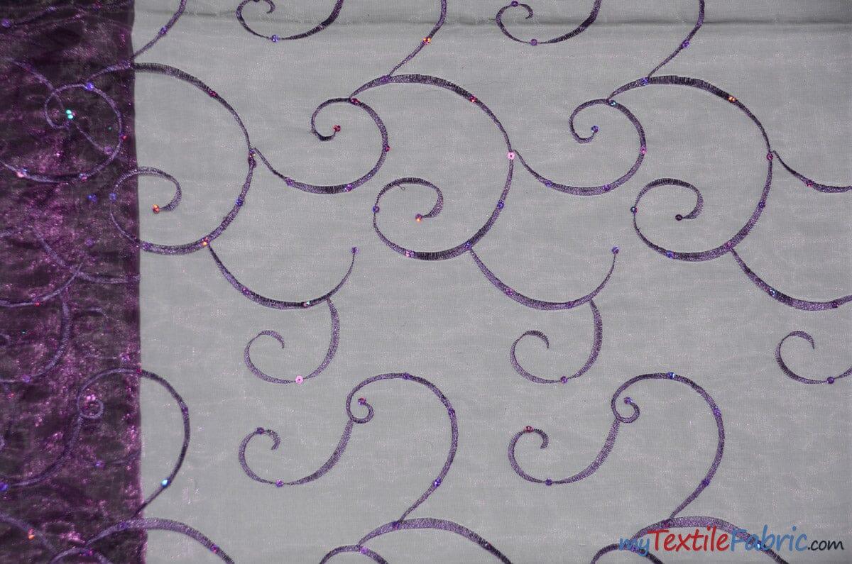 Ferial Organza Embroidery Polyester Fabric - Embroidered Floral Sheer With Sequins, 52/54" Width, Multiple Colors (1 Yard)