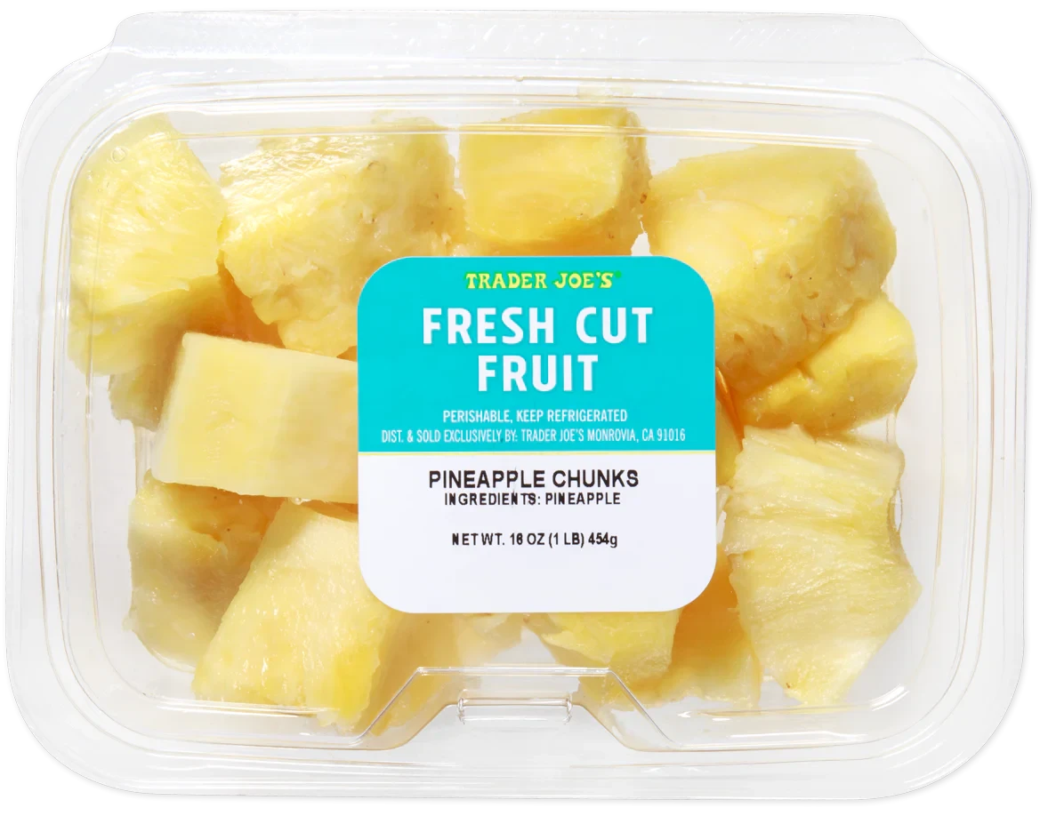 Fresh Cut Pineapple Chunks Sweet Juicy Fruit