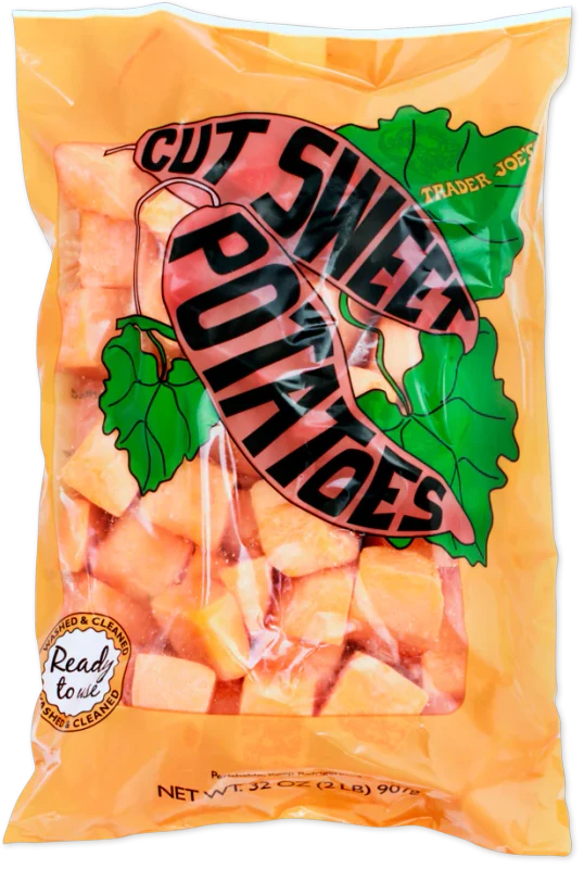 Cut Sweet Potatoes Fresh Peeled 2 lb Bag Ready to Cook - 2Lb