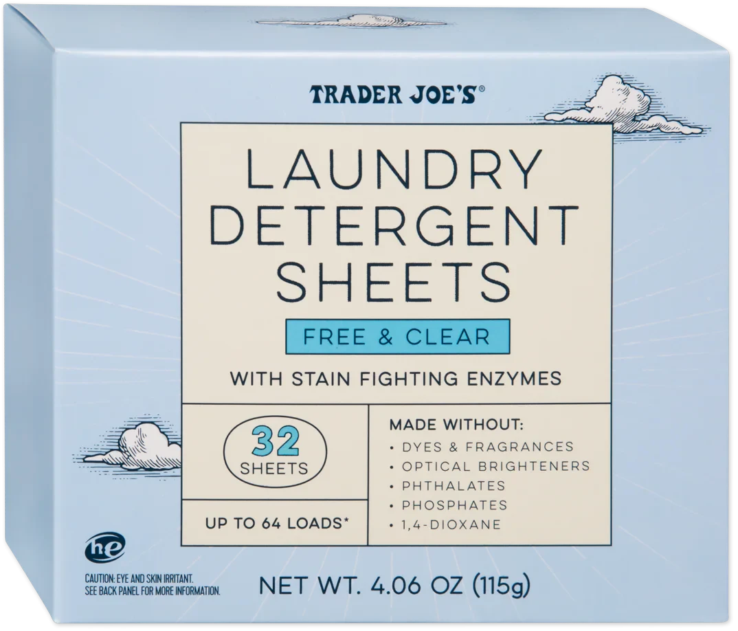 Laundry Detergent Sheets Free Clear 32 Pack HE Safe Eco Friendly