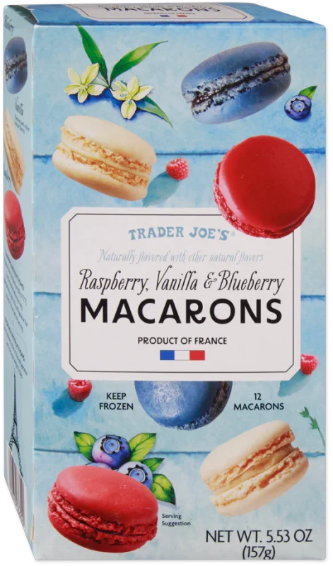 Raspberry Vanilla Blueberry Macarons Assorted French Cookies 5.53 Oz