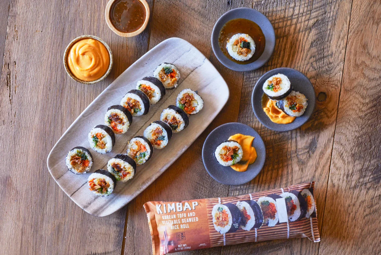 Korean Vegetable Kimbap Frozen Rice Roll with Tofu & Seaweed 8.11 Oz