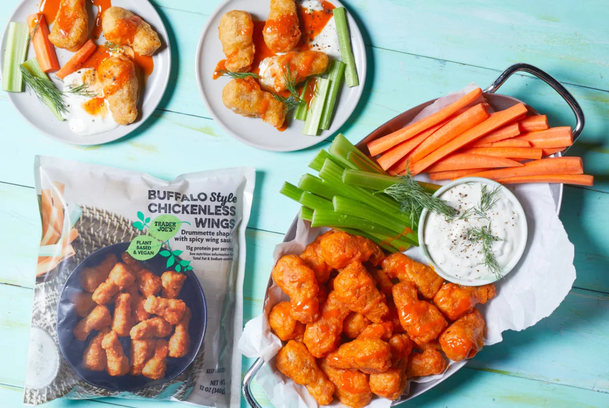 Buffalo Style Chickenless Wings Vegan Spicy Frozen Snack 12 Oz