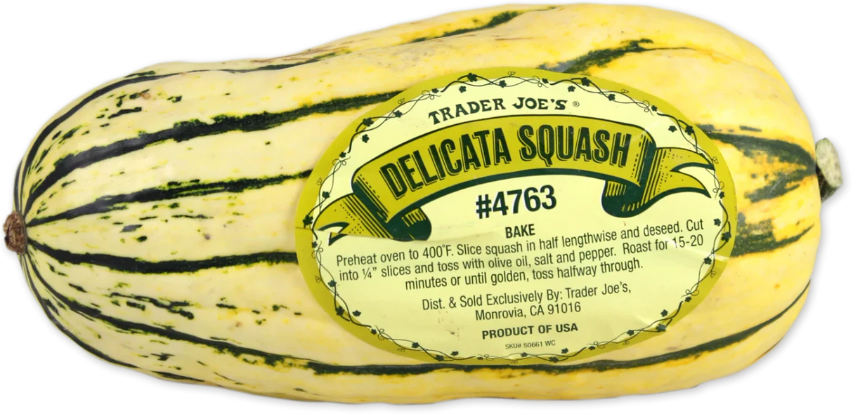 Fresh Delicata Squash Sweet Yellow-Green Winter Squash for Cooking and Roasting - 1 Each