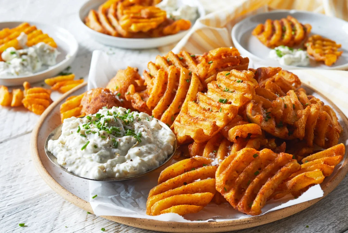 Seasoned Waffle Cut Fries Crispy Vegan Frozen Potato Fries 20 Oz