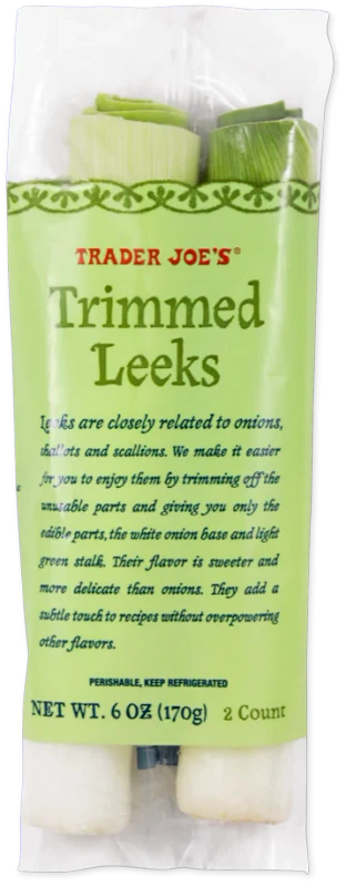 Fresh Trimmed Leeks Mild Onion Flavor for Cooking, Soups, and Sautéing - 6 Oz