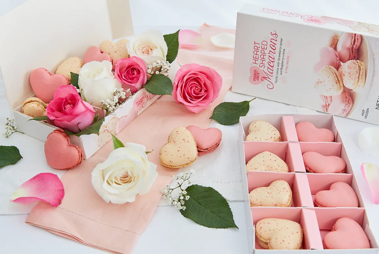 Heart Shaped Macarons Strawberry & Raspberry Cream Filled Cookies 4.23 Oz