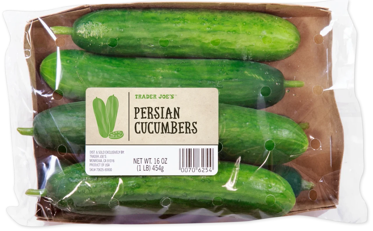 Persian Cucumbers Fresh Small Seedless Cucumbers for Salads - 1 Lb