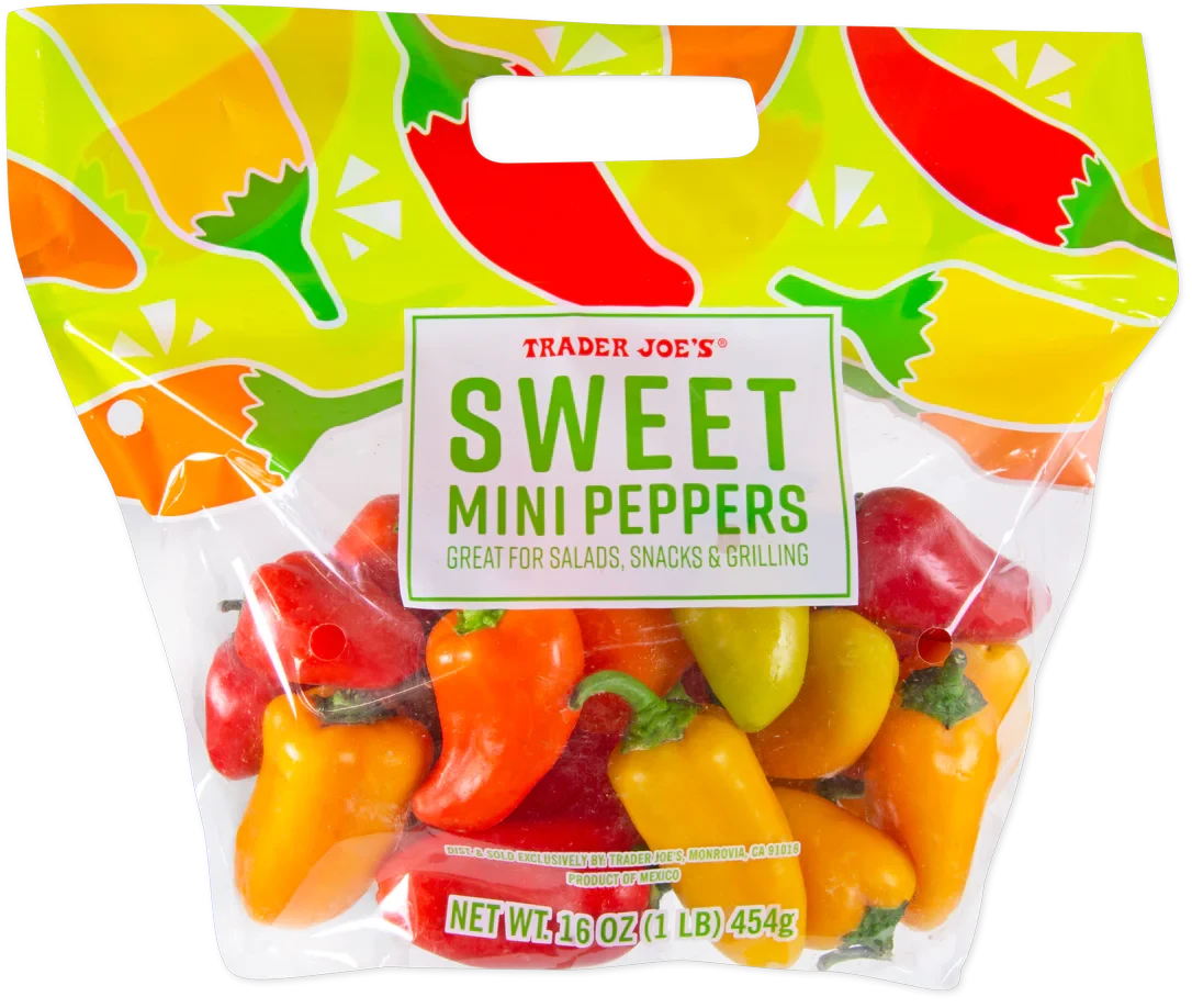 Sweet Mini Peppers Colorful Seedless Crisp Fruit for Snacking, Salads, and Recipes - 1 Lb