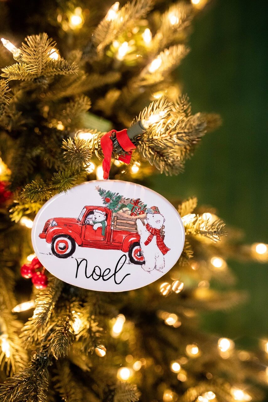 4.7” Dolomite Holiday Truck & Polar Bear Ornament