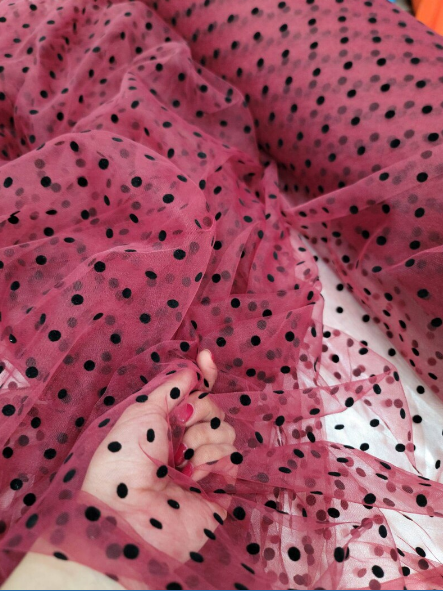 Stretch Tulle Polka Dot Mesh Fabric