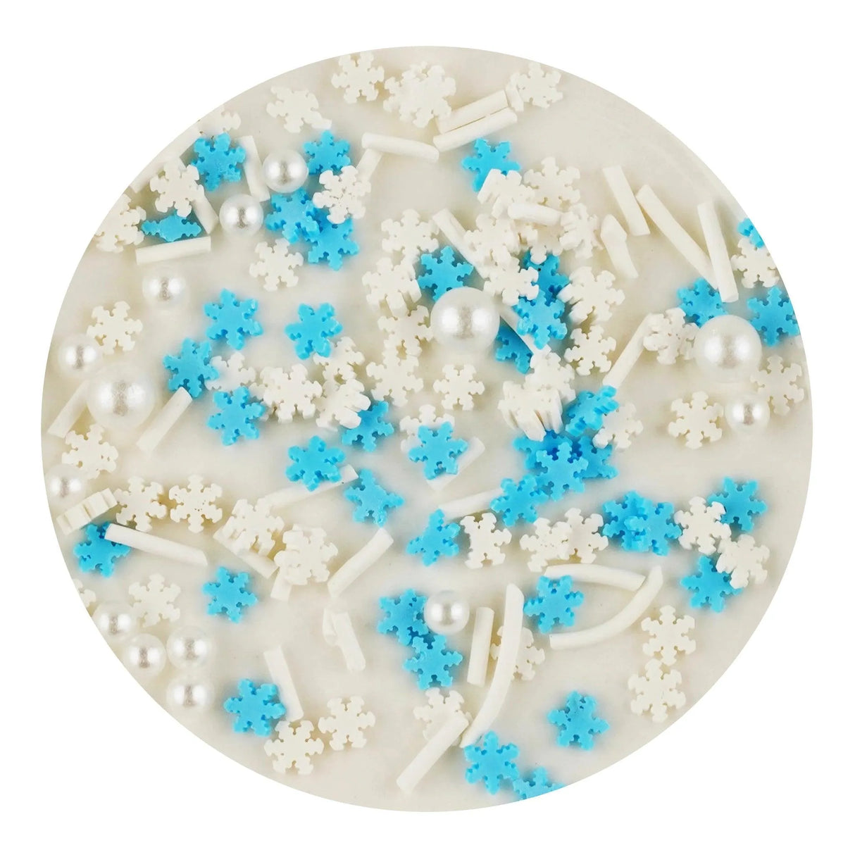 Poly Clay Slices - Snowflakes Blue, White & Pearls (2 oz Bag)