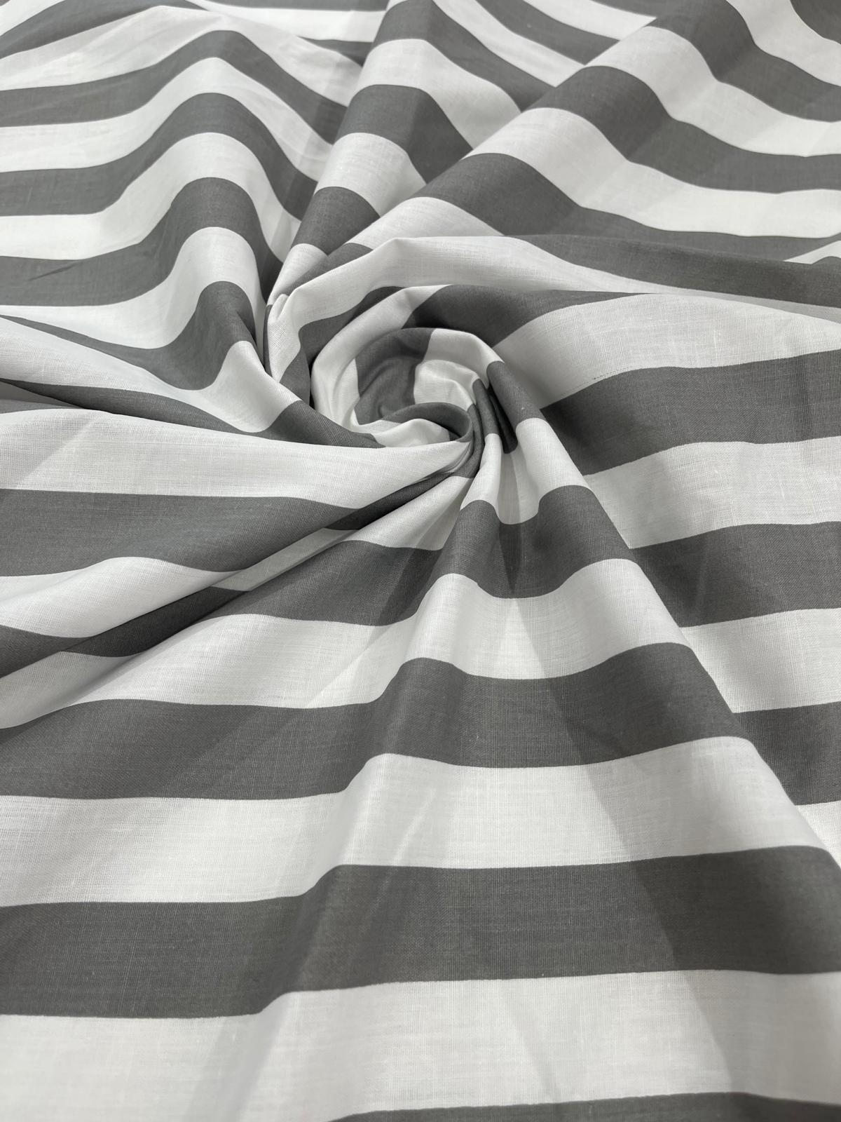 Poly Cotton 1" Stripe Print Poly Cotton Fabric - Black/White, Navy Blue/White, Pink/White, Red/White, Red/Black, Silver/White, Turquoise/White, Yellow/White, Yellow/Black, Yellow/Lilac, 58" Width (1 Yard)
