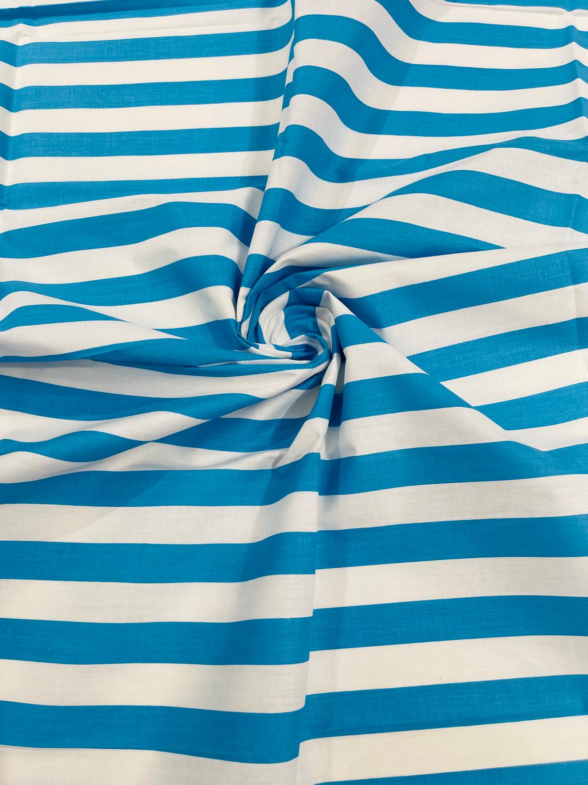 Poly Cotton 1" Stripe Print Poly Cotton Fabric - Black/White, Navy Blue/White, Pink/White, Red/White, Red/Black, Silver/White, Turquoise/White, Yellow/White, Yellow/Black, Yellow/Lilac, 58" Width (1 Yard)