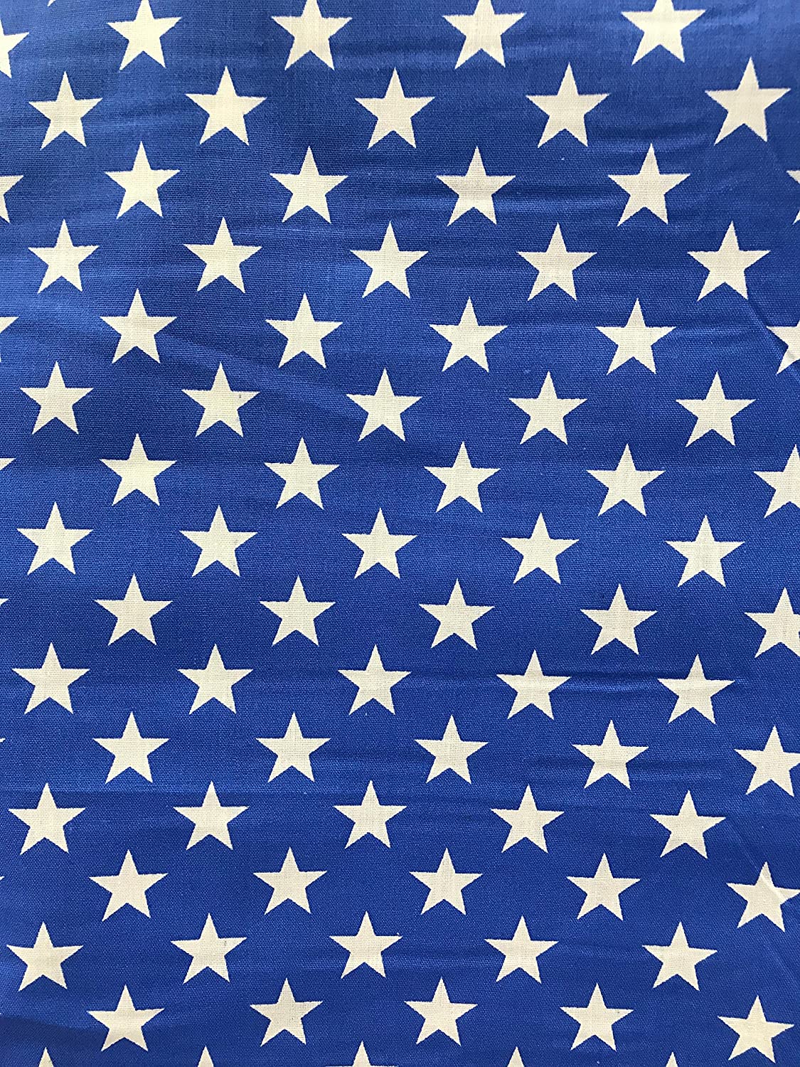 Poly Cotton Star Print Poly Cotton Fabric - Red Stars On White, 58" Width (1 Yard)