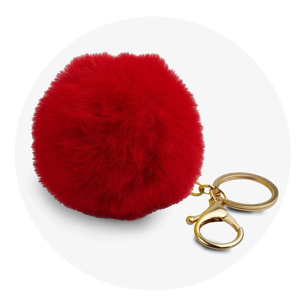 Pom Pom Round Key Chain - Red