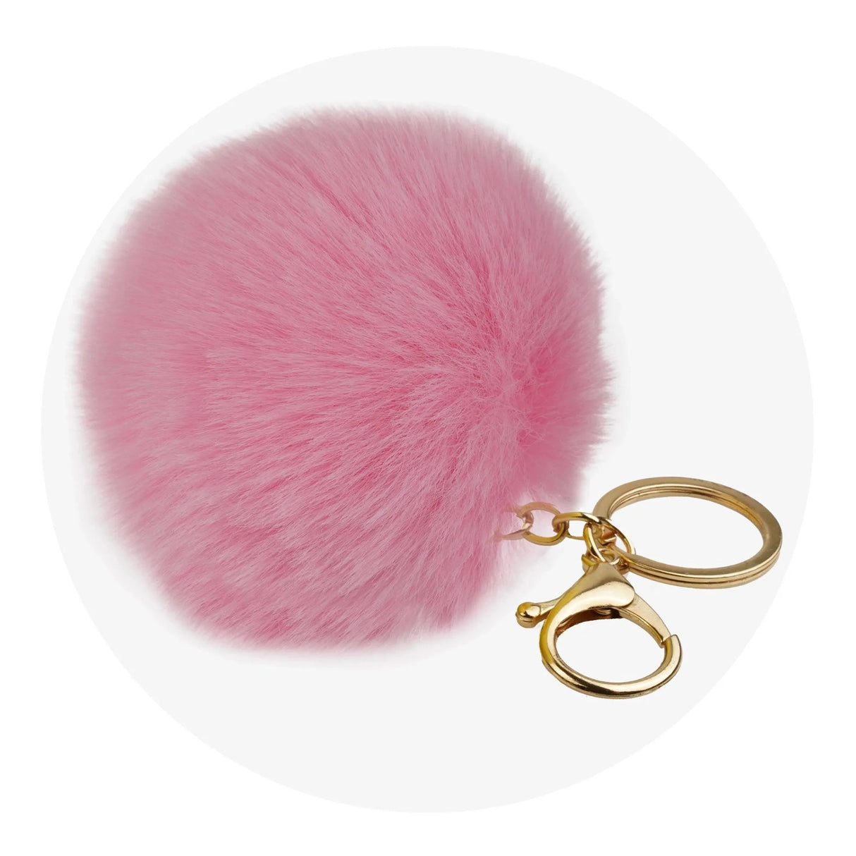 Pom Pom Round Key Chain - Rose Wine