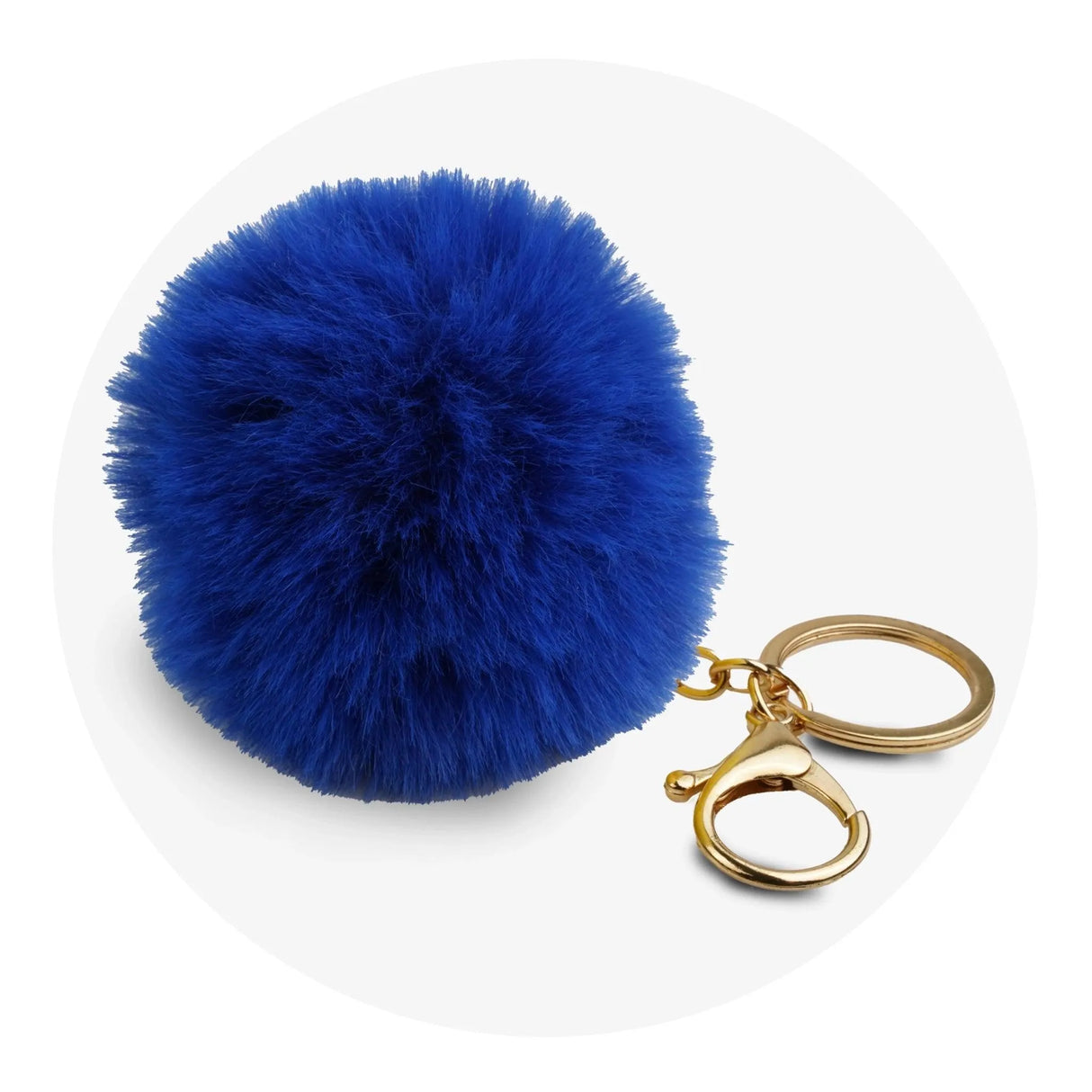 Pom Pom Round Key Chain - Royal Blue