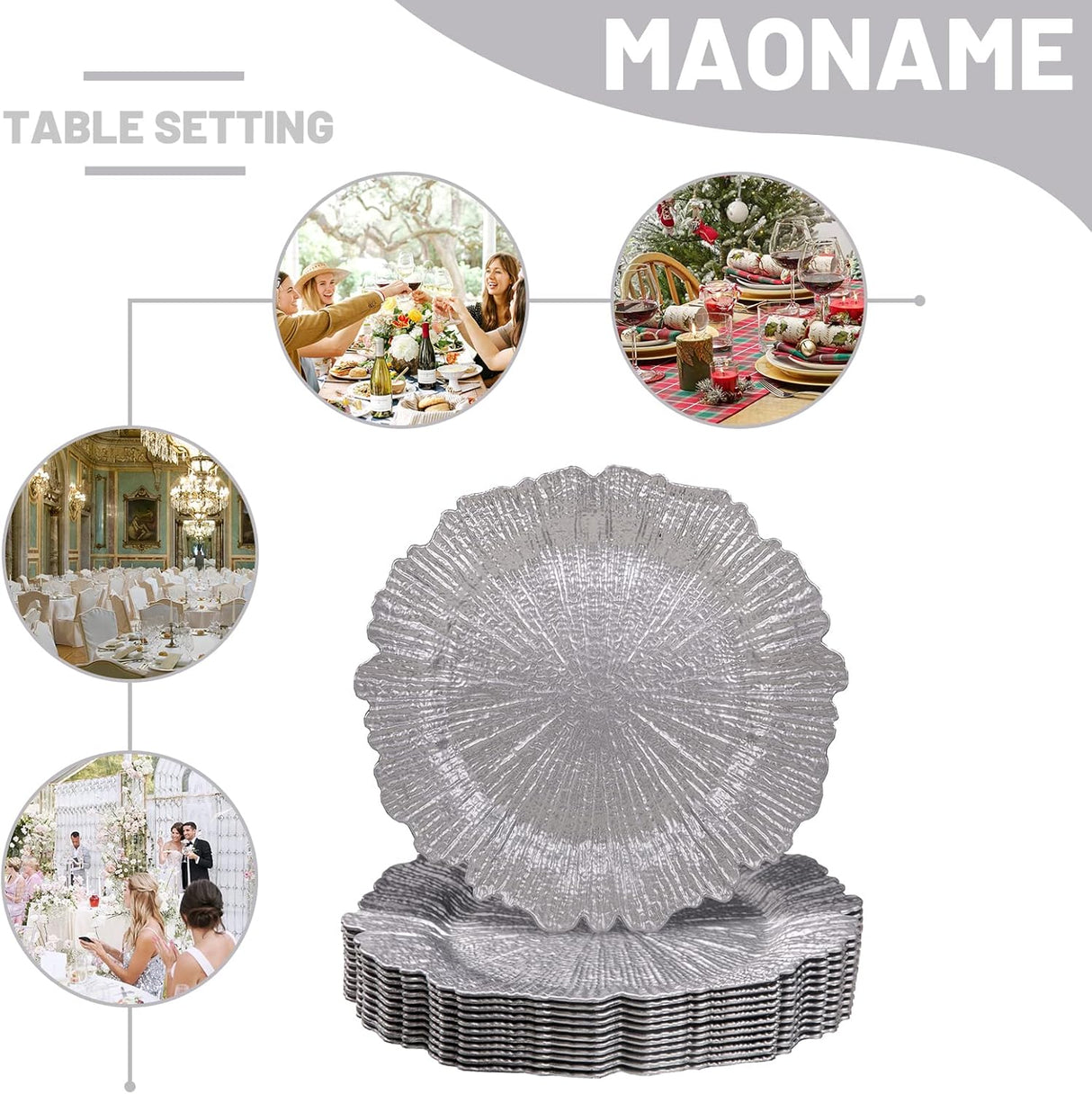 Acrylic Charger Plate 13 Inch Silver Reef