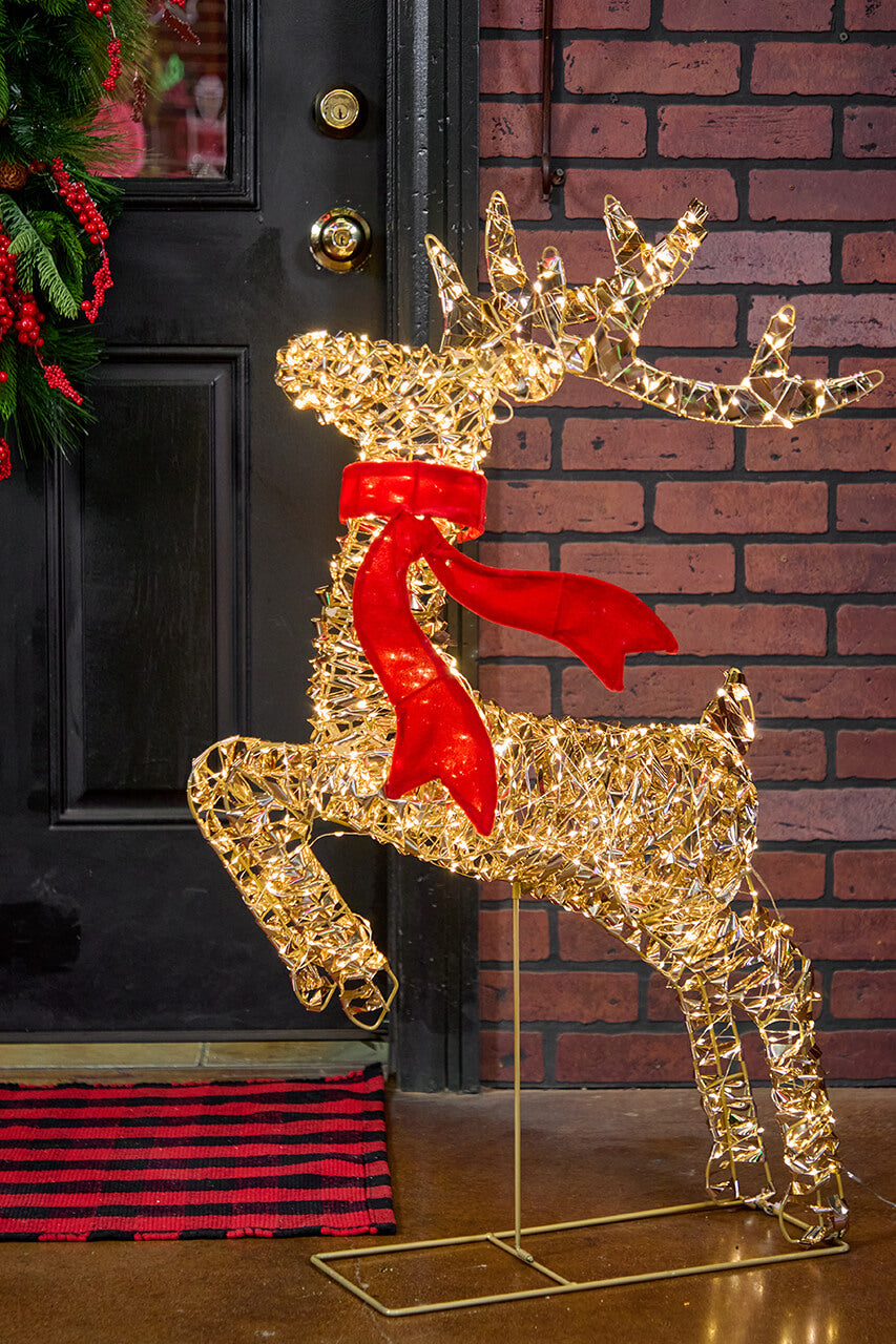 3.3' LED Prancing Reindeer with Red Bow - 720L