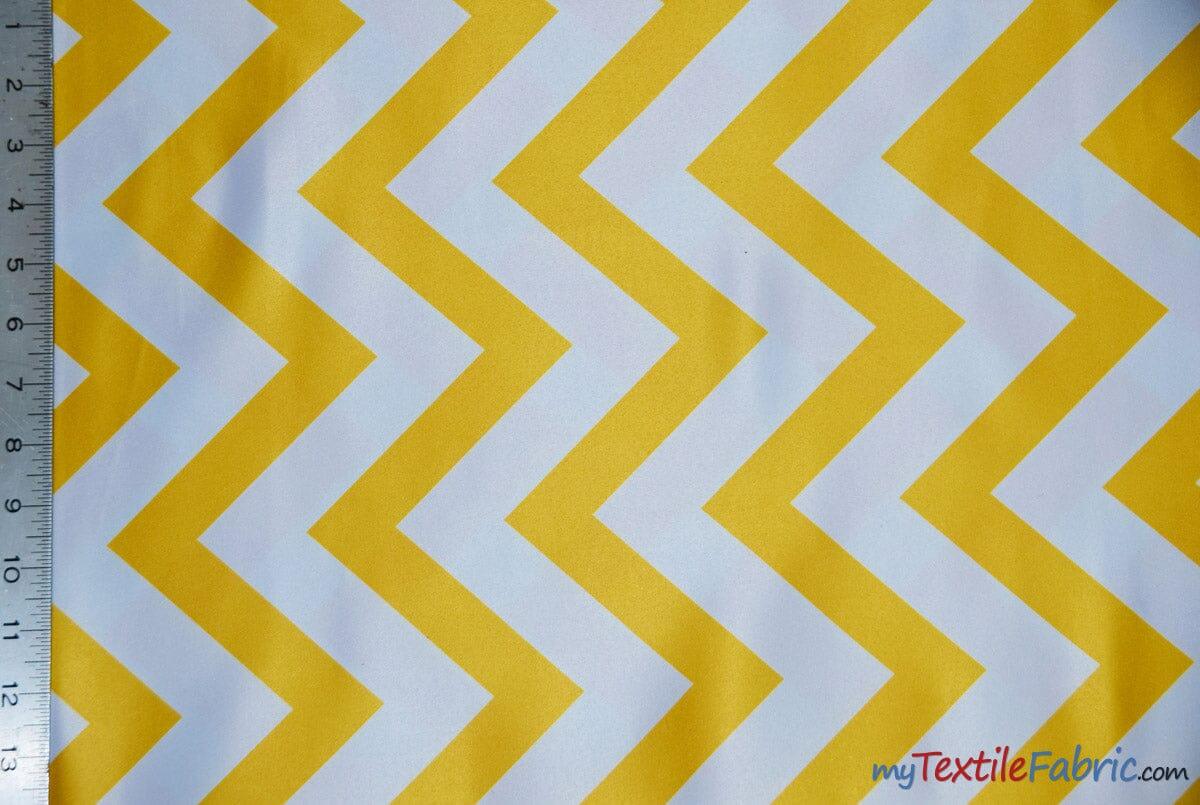 Chevron Lamour Satin Polyester Fabric - Chevron Print, 58/60" Width, Multiple Colors (1 Yard)