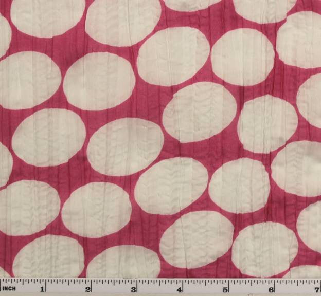 Crinkled Voile Dot Print 100 Percent Polyester Fabric - Fuschia/White Dot Print, 48/50" Width (1 Yard)