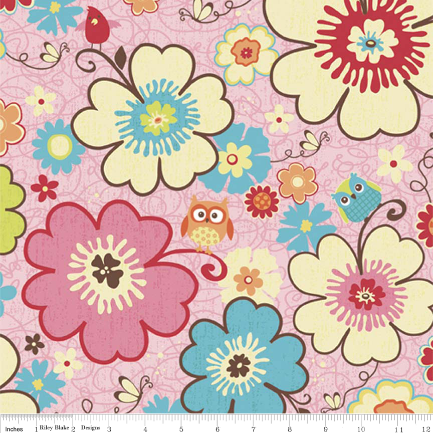 Cotton Lycra Knit Happy Flappers Main on Pink