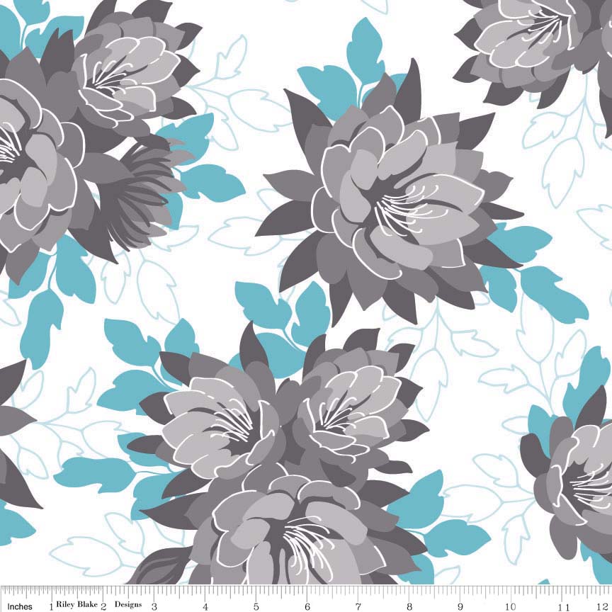 Cotton Lycra Jersey Knit Desert Bloom Main Blue