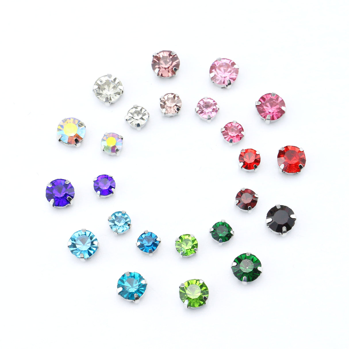 Sew-On Rhinestones Crystal Decorative Studs for Leather & Apparel - 6mm/8mm