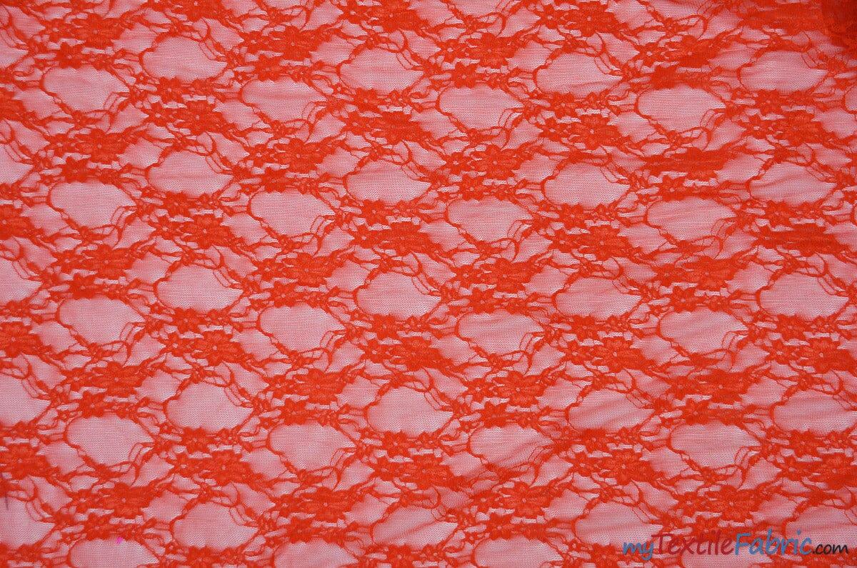 Giselle Floral Lace Polyester Spandex Fabric - Sheer Vintage Stretch Lace, 58/60" Width, Multiple Colors (1 Yard)