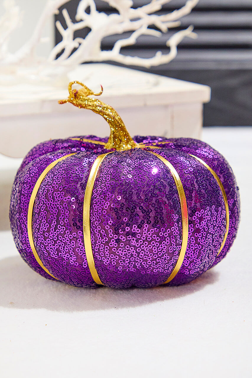 7" Purple Sequin Pumpkin