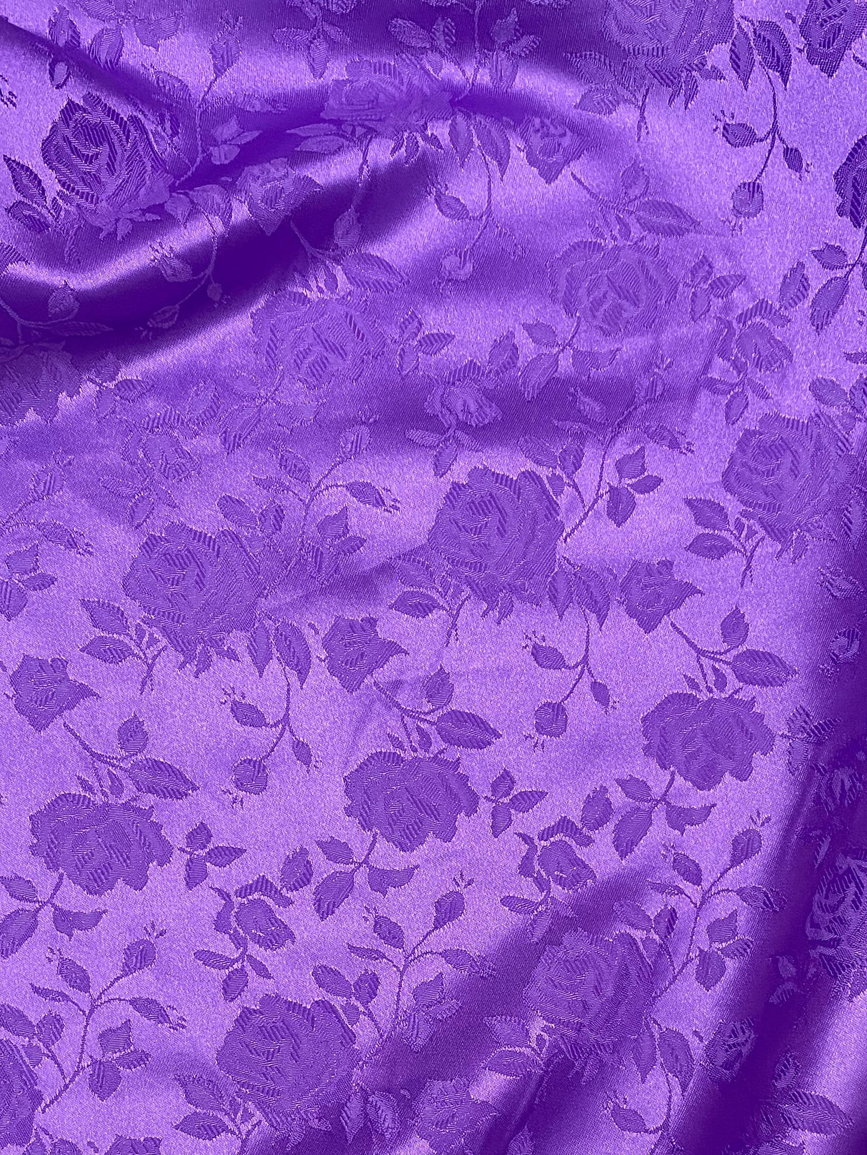 Purple Jacquard Satin Polyester Fabric - Purple Jacquard, Reversible, 58"-60" Width