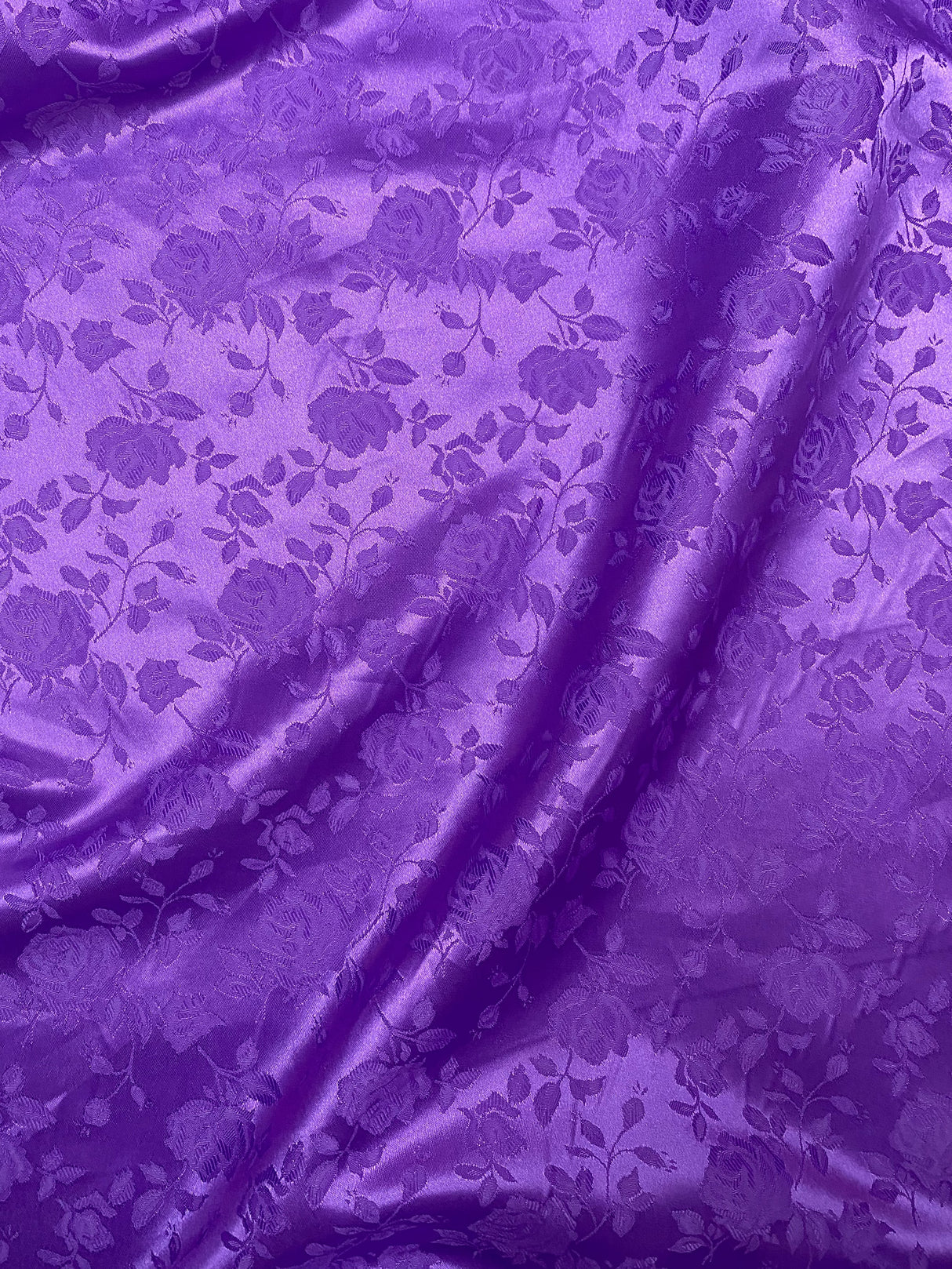Purple Jacquard Satin Polyester Fabric - Purple Jacquard, Reversible, 58"-60" Width